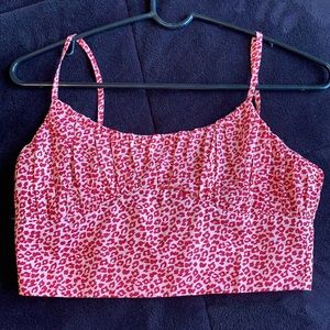 pink leopard cropped tank